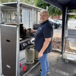 Frauke at the grill